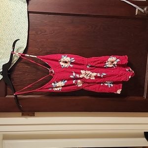 Billabong red floral romper M medium